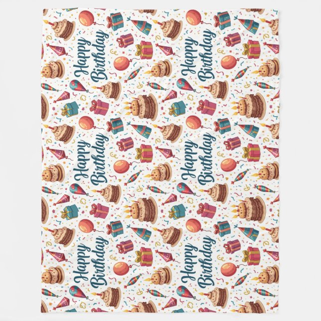 Grattis på födelsedagen Fleece Blanket med ballong (Framsidan)