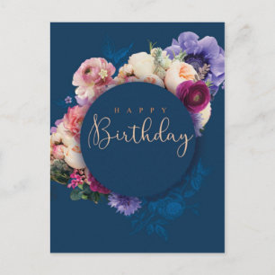 Grattis på födelsedagen fleurs bleu vykort