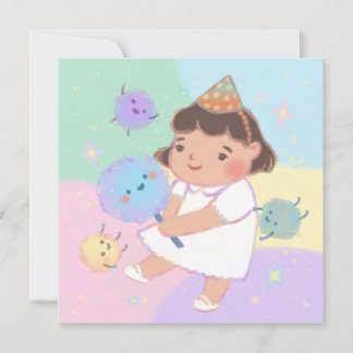 Grattis på födelsedagen: Flickor och bomullsberger Inbjudningar