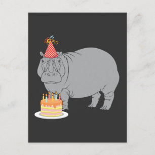 Grattis på födelsedagen Flodhäst Zoo Djur Fest Hat Vykort