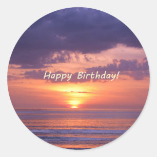 Grattis på födelsedagen Florida Beach Sunset Runt Klistermärke