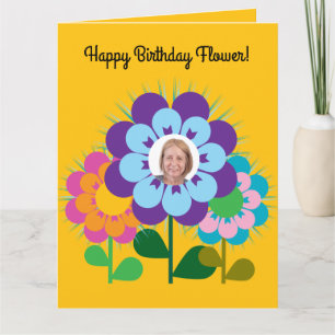 Grattis på födelsedagen Flower Retro munter Kort
