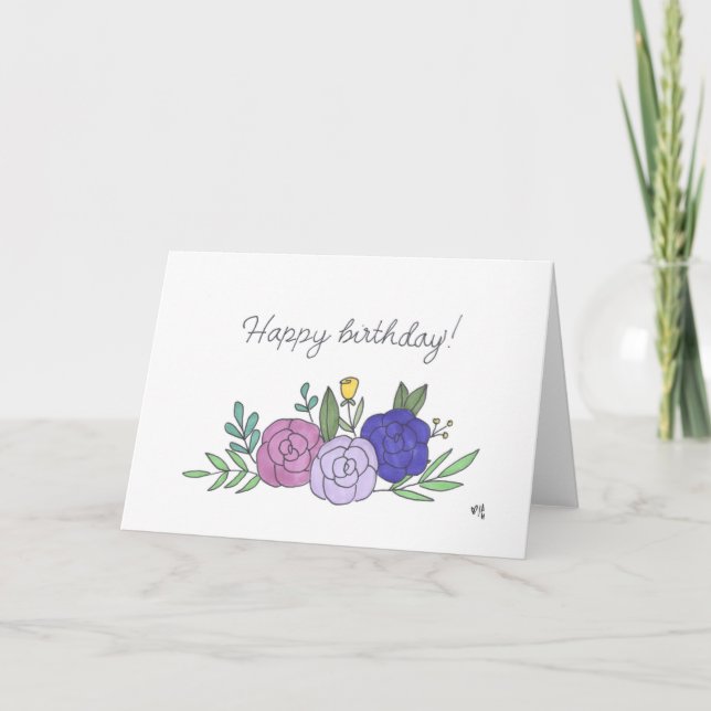 Grattis på födelsedagen Flowers 2-kort Tack Kort (Framsida)