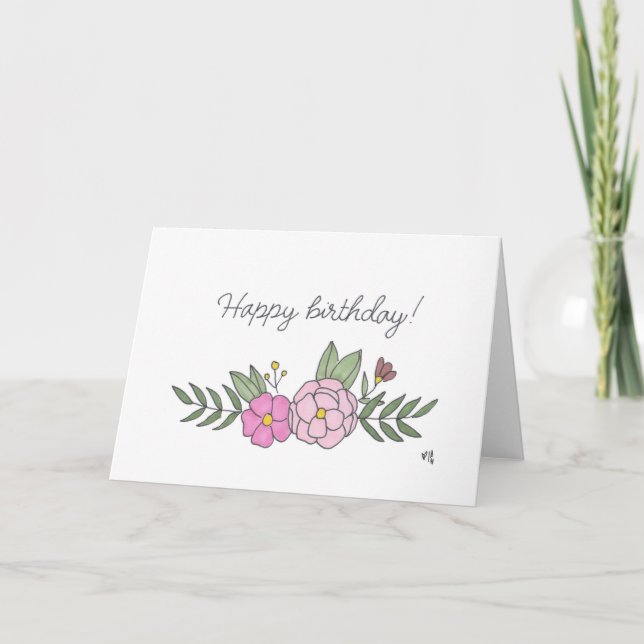 Grattis på födelsedagen Flowers 7-kort Tack Kort (Framsida)