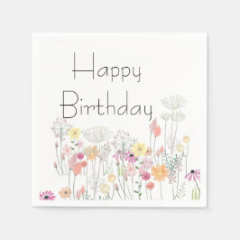 Grattis på födelsedagen Flowers Pappersservett