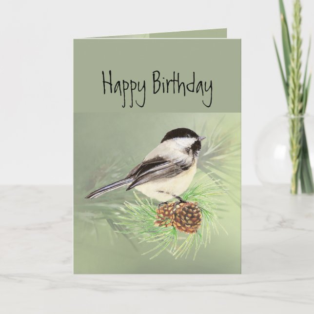 Grattis på födelsedagen för alla Chickadee Bird Kort (Framsida)