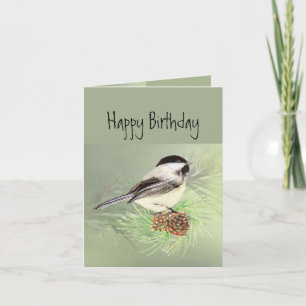 Grattis på födelsedagen för alla Chickadee Bird Tack Kort