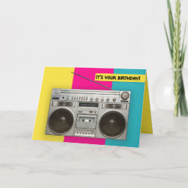 Grattis på födelsedagen för alla Retro Boombox Hum Helgkort