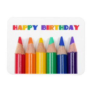 Grattis på födelsedagen for any Rainbow Färgpennas Magnet