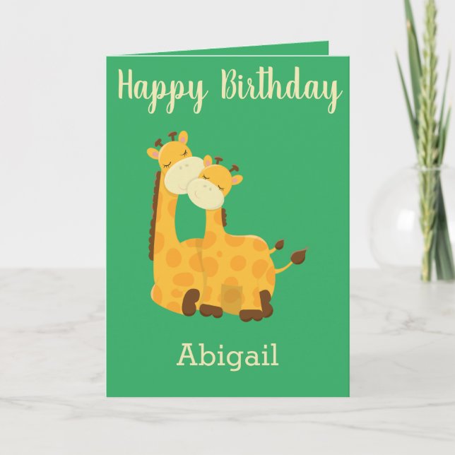 Grattis på födelsedagen för ett Baby med Giraffes Kort (Framsida)