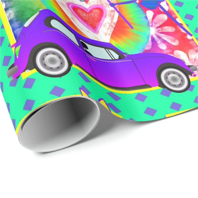 grattis på födelsedagen för färg för 60-taltemaTie Presentpapper (Rullad Hörn)