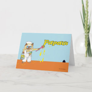 Grattis på födelsedagen för Papaw Cat Painting Wal Kort