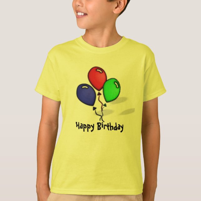 Grattis på födelsedagen för tre ballonger tee shirt (Framsida)