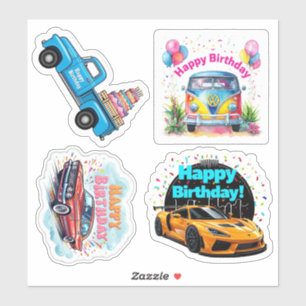 Grattis på födelsedagen Fordon Stickers, Barns föd Klistermärken