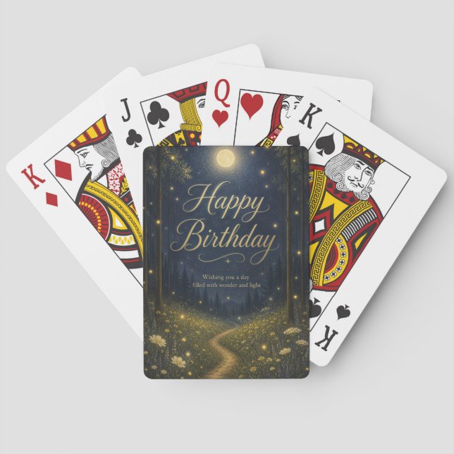 Grattis på födelsedagen Förtrollad Skog Månbelyst  Casinokort (Baksidan)