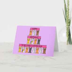grattis på födelsedagen Foster Morsa Tecknad Cats Kort