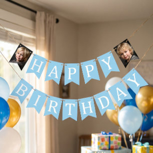 Grattis på födelsedagen Foto Barn Födelsedag Blå Vimplar
