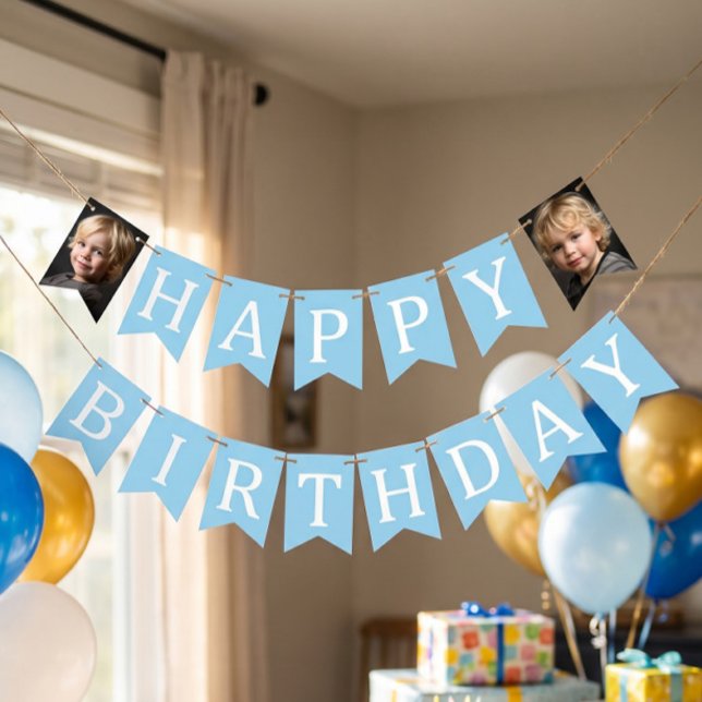 Grattis på födelsedagen Foto Barn Födelsedag Blå Vimplar (Skapare uppladdad)