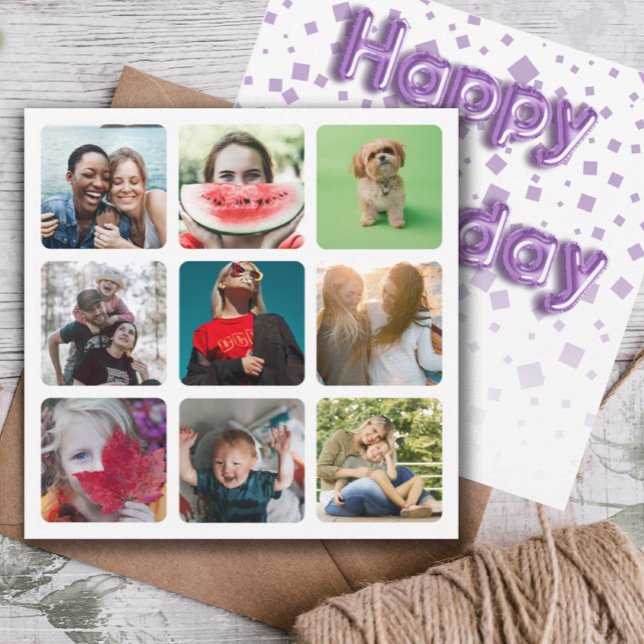 Grattis på födelsedagen Foto Collage & Ballongtext Julkort (Skapare uppladdad)