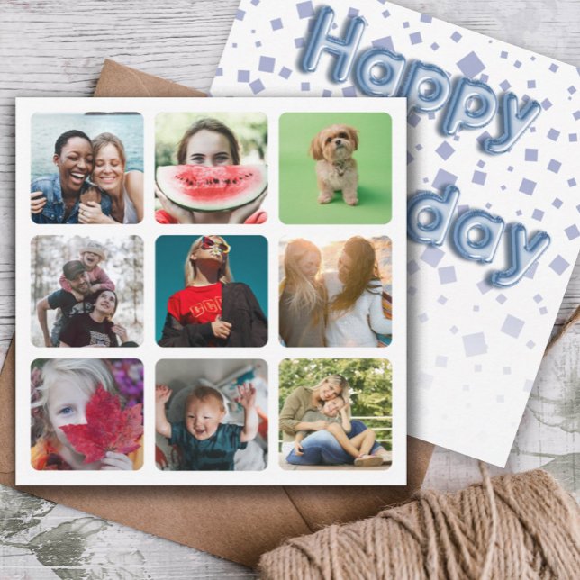 Grattis på födelsedagen Foto Collage & Ballongtext Julkort (Skapare uppladdad)