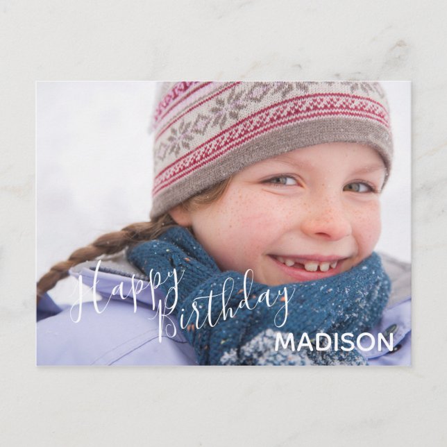 Grattis på födelsedagen-foto och -pilar - födelsed inbjudan vykort (Framsida)