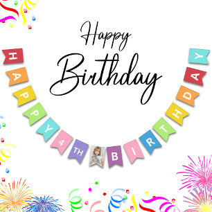 Grattis på födelsedagen fotoålder färgad vimplar