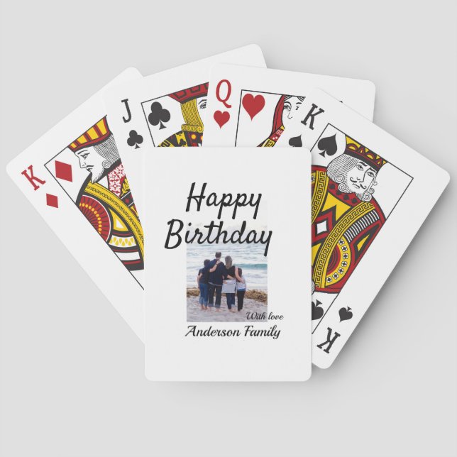 Grattis på födelsedagen-fotofamiljen namn elegant, casinokort (Baksidan)