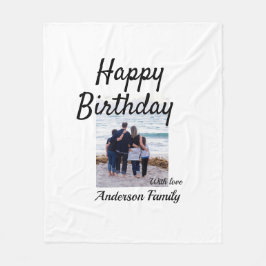 Grattis på födelsedagen-fotofamiljen namn elegant, fleecefilt