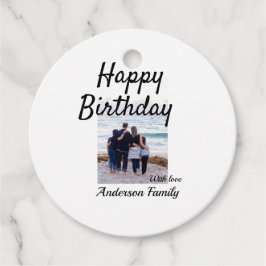 Grattis på födelsedagen-fotofamiljen namn elegant, gåvor etiketter