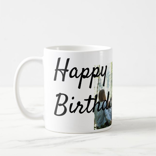 Grattis på födelsedagen-fotofamiljen namn elegant, kaffemugg (Vänster)