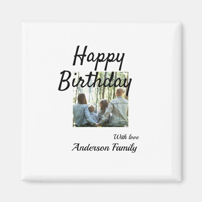 Grattis på födelsedagen-fotofamiljen namn elegant, magnet (Framsidan)