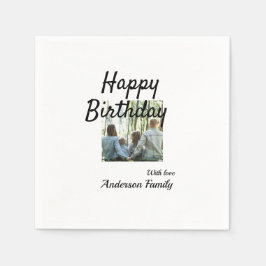 Grattis på födelsedagen-fotofamiljen namn elegant, pappersservett