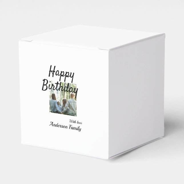 Grattis på födelsedagen-fotofamiljen namn elegant, presentaskar (Framsidan Sidan)