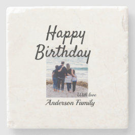 Grattis på födelsedagen-fotofamiljen namn elegant, stenunderlägg