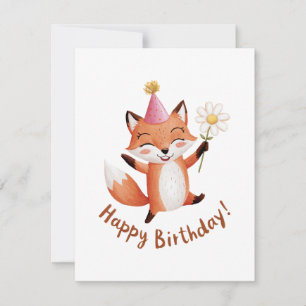 Grattis på födelsedagen Fox med Daisy och Party Ha Julkort