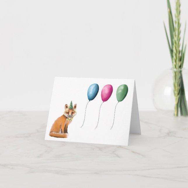 Grattis på födelsedagen Fox- och ballongkort Tack Kort (Framsida)