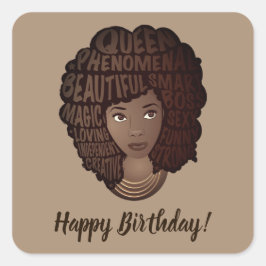 Grattis på födelsedagen! Främjande av svarta kvinn Fyrkantigt Klistermärke