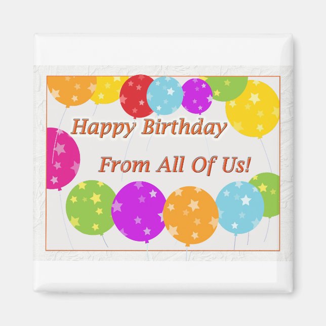 Grattis på födelsedagen från alla USA Bright-ballo Magnet (Framsidan)