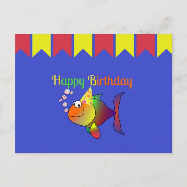 Grattis på födelsedagen från Bubbles fisken Vykort (Framsida)