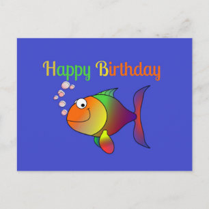 Grattis på födelsedagen från Bubbles fisken Vykort