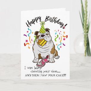 Grattis på födelsedagen från Bulldog Hund Rosa Sho Kort