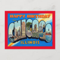GRATTIS PÅ FÖDELSEDAGEN FRÅN CHICAGO VINTAGEVykort