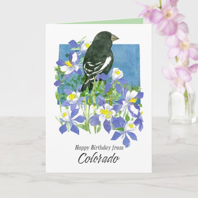 Grattis på födelsedagen från Colorado Lark Bunting Kort (Orkide)