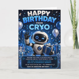 Grattis på födelsedagen från Cryo, söta robot rymd Kort
