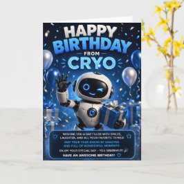Grattis på födelsedagen från Cryo, söta robot rymd Kort