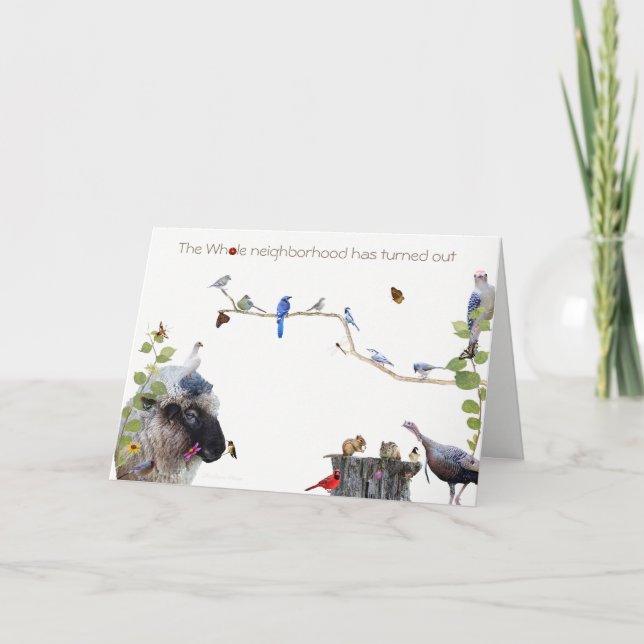 Grattis på födelsedagen från den hela grannskapen helgkort (Framsida)