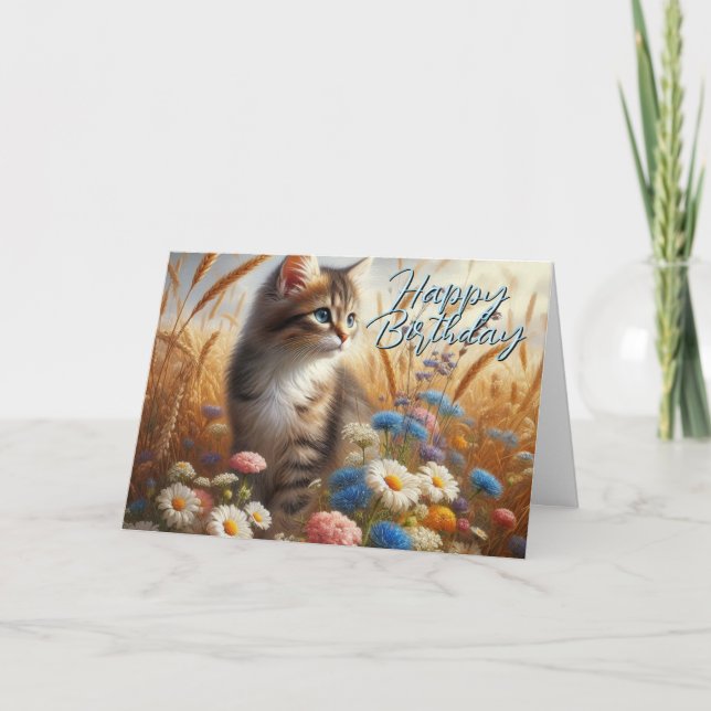 Grattis på födelsedagen från din katt  kort (Framsida)