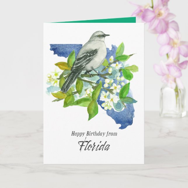 Grattis på födelsedagen från Florida Mockingbird B Kort (Orkide)