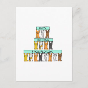 grattis på födelsedagen från Florida Tecknad Cats Vykort