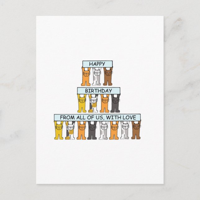 Grattis på födelsedagen från Group Tecknad Cats Vykort (Framsida)